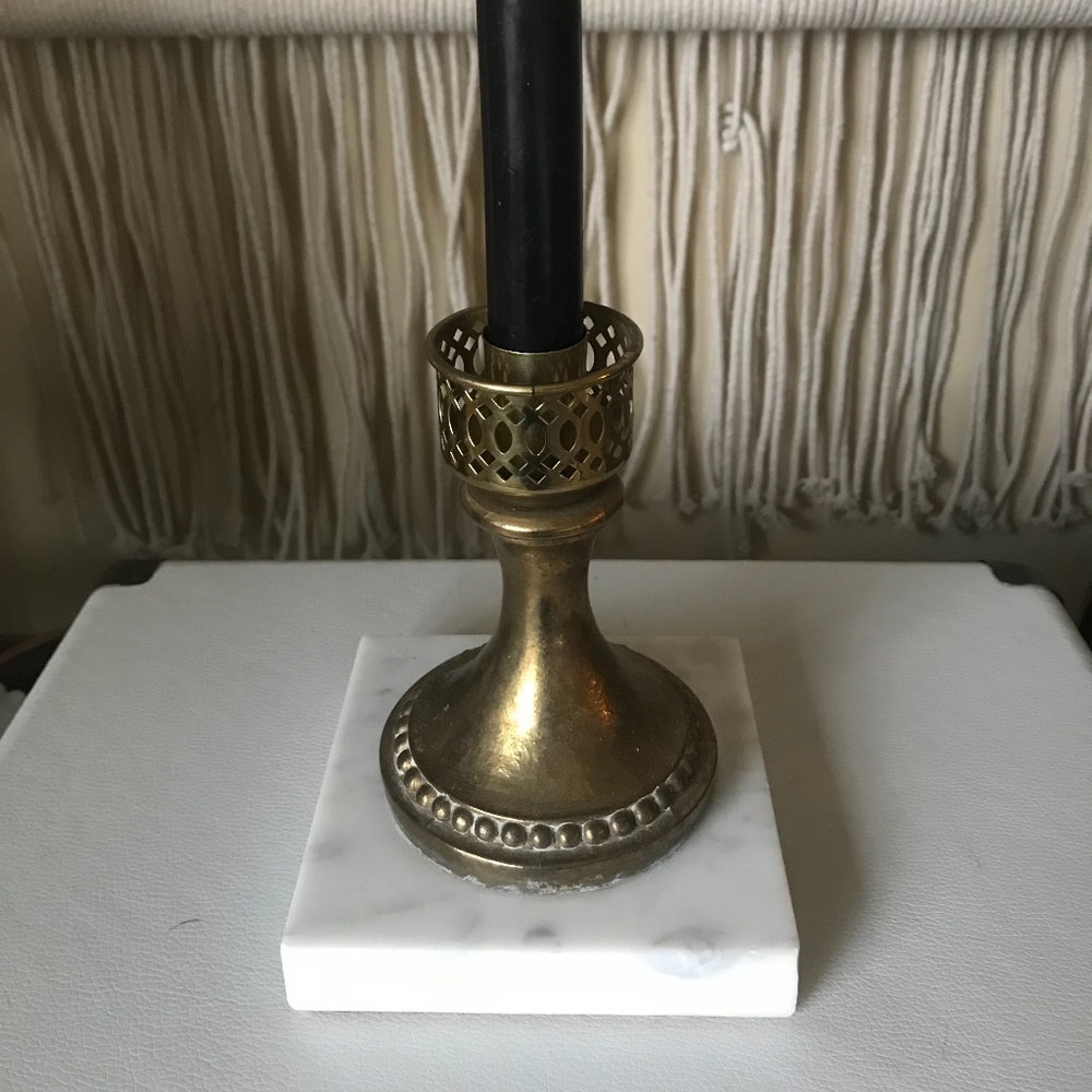 Vintage Marble and Brass Candlestick Holder